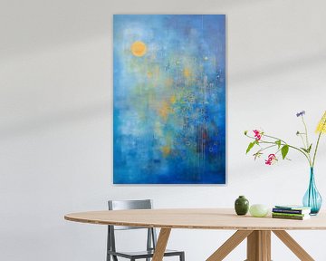 Abstraktes Gemälde – Blau-Gold, geheimnisvoll und verträumt von Joriali Abstrakte Kunst