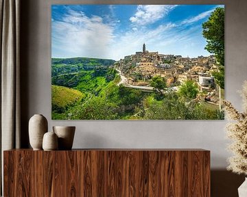 Blick auf die Sassi von Matera und die Schlucht, Italien von Stefano Orazzini