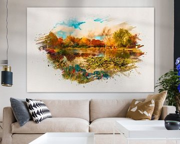 Seenlandschaft im Waterbrush Style von Dietmar Meinhardt