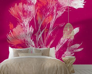 Blumen in Magenta - ausdrucksstarke moderne Kunst mit natürlicher Eleganz