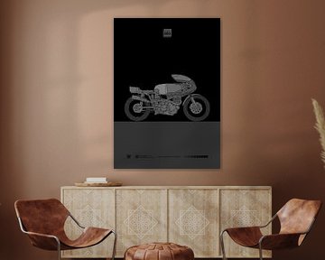 Old Racer – Vintage Motorcycle Line Art Poster by Aditya Himawan Putranto