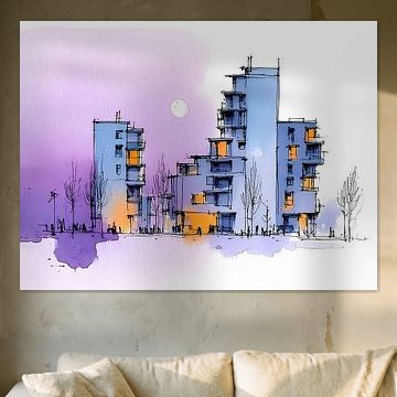 Aquarell-Architekturskizze