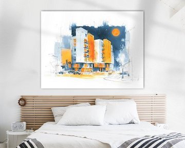 esquisse architecturale à l'aquarelle