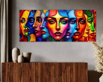 Gesichter im Kubismus – Zwischen Regenbogen und Schweigen – Eine Prozession der Gesichter im matten Glanz der Wahrnehmung