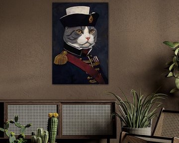 Chat britannique à poil court dans un portrait de l'époque napoléonienne