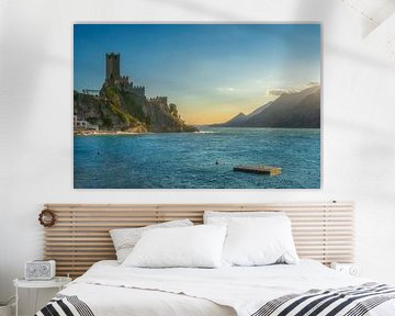 Sunset View of Malcesine's Scaliger Castle on Lake Garda, Italy by Stefano Orazzini
