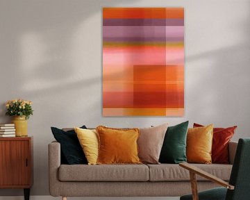 Abstrait coloré en terra, rose, vert mousse et violet dans un style rétro sur Dina Dankers