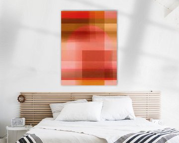 Art géométrique abstrait de style rétro dans des tons chauds de rouge et de terracotta sur Dina Dankers