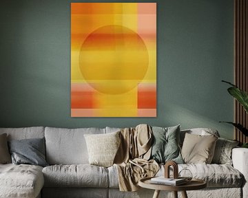 Japandi abstract geometric wall art in warm retro colors by Dina Dankers