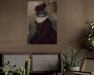 Chat dans un portrait de l'époque des vêtements de la révolution industrielle