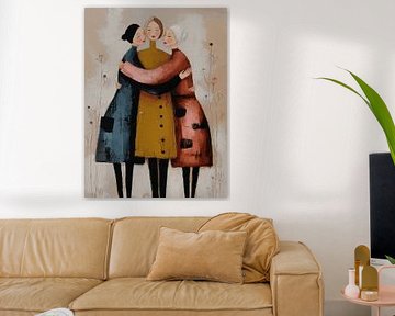 Hold me Close, modern portrait about friendship by Atelier Pink Blossom