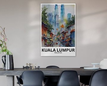 Lampadaires dorés - Kuala Lumpur en aquarelle sur Jaladri Atelier