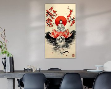 Bouddha / Boeddha Art japonais Sumi-e sur MIROKKU