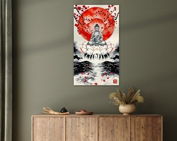 Bouddha / Boeddha Art japonais Sumi-e sur MIROKKU