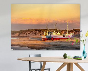 Fishing boats on the North Sea beach by Ursula Reins