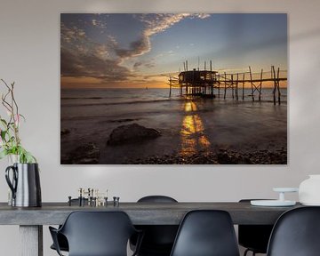 Zonsopkomst bij Trabocco Punta Rocciossa, Abruzzo van Michiel Ronde