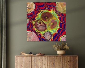 Abstraktes Acryl Pouring mit Zellen