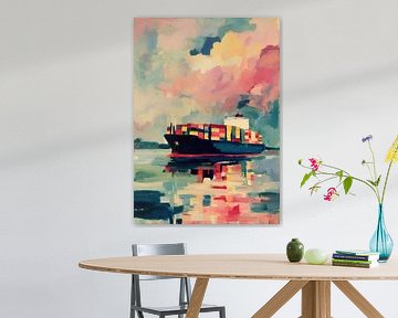 Containerschiff im Pastellhimmel von Niklas Maximilian