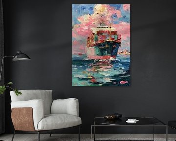 Containerschip in het ochtendlicht van Niklas Maximilian