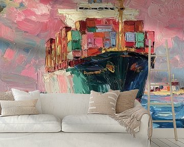 Container ship in the morning light