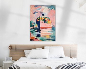 Bateau rose sur eau calme sur Niklas Maximilian