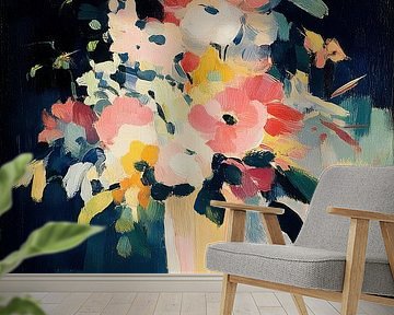 Flowers in yellow vase