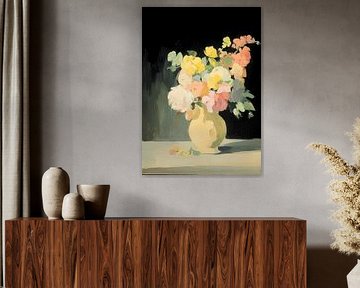 Bouquet de fleurs dans un vase jaune sur Niklas Maximilian