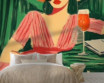 Woman at the green table