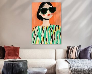 Portrait stylisé : femme avec lunettes de soleil et bob