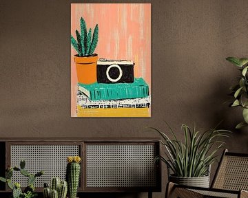 Appareil photo sur des livres