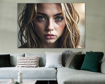 Portrait en gros plan d'une femme aux cheveux blonds et aux yeux verts sur Markus Gann