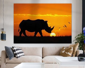 Silhouette de rhinocéros au coucher du soleil sur Markus Gann
