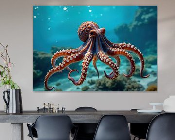 Gros plan d'une pieuvre dans l'eau de l'océan sur Markus Gann