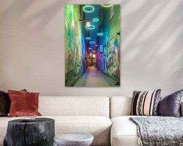 La voie Papengang Groningen illuminée en vert sur KB Design & Photography (Karen Brouwer)