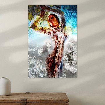 Morbide Frau unterm Regenschirm