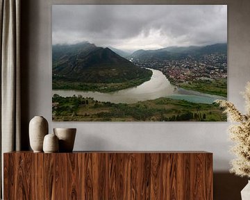 View on Mtskheta (Georgia) from Dzjvari monastery 