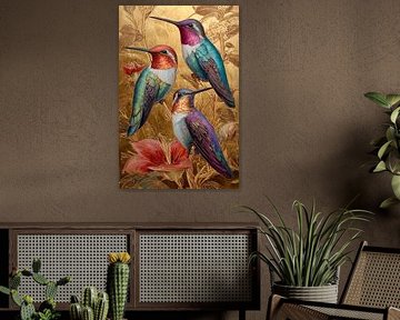 Colibris sur fond d'or