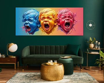 The cry and silence of the world and the flaming voice of children - a sculptural lament in cyan, yellow and magenta