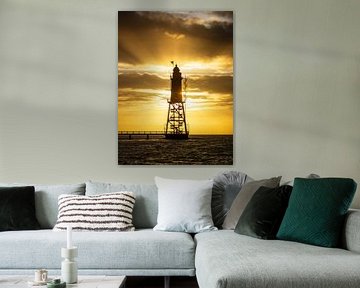 Leuchtturm an der Nordsee im Sonnenuntergang von Nils Steiner