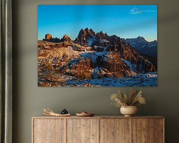 Le coucher de soleil et l'embrasement des Alpes sont les moments de lumière les plus magiques de la montagne : chauds, lumineux, émotionnels et parfaits pour des peintures murales d'ambiance. sur Miriam Schwarzfischer Fotografie