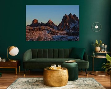 Le coucher de soleil et l'embrasement des Alpes sont les moments de lumière les plus magiques de la montagne : chauds, lumineux, émotionnels et parfaits pour des peintures murales d'ambiance. sur Miriam Schwarzfischer Fotografie