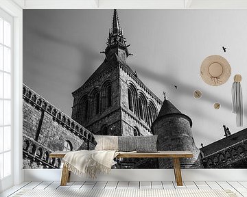 Abbey tower Mont Saint-Michel in Timeless Black and White by Femke Ketelaar