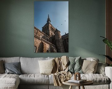 Die Turmspitze des Mont Saint-Michel in himmlischer Perspektive von Femke Ketelaar