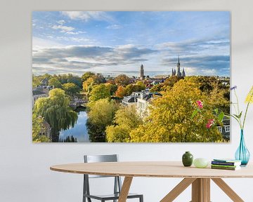 Vue aérienne de la ville de Zwolle lors d'une belle journée d'automne