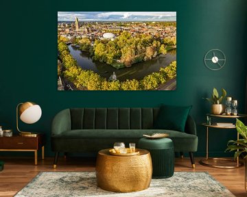 Vue aérienne de la ville de Zwolle lors d'une belle journée d'automne sur Sjoerd van der Wal Photographie