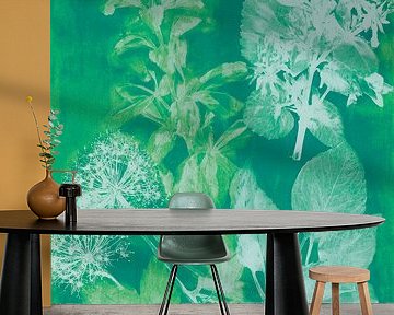 Grüner botanischer Druck - frische moderne Naturstudie voller Licht und Textur