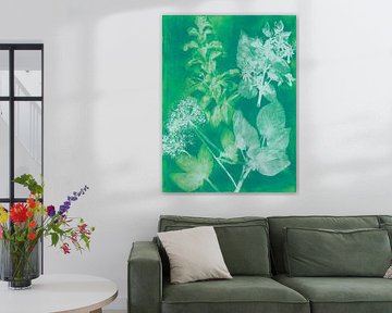 Groene botanische afdruk – frisse moderne natuurstudie vol licht en textuur