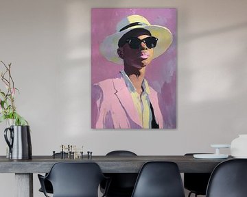 Avec un chapeau jaune sur fond violet sur Niklas Maximilian