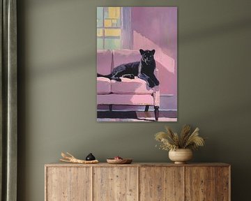 Panthère sur canapé rose sur Niklas Maximilian