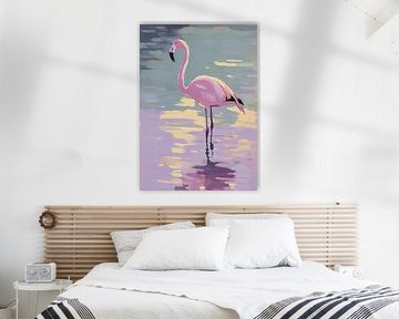 Flamingo in rustig water van Niklas Maximilian